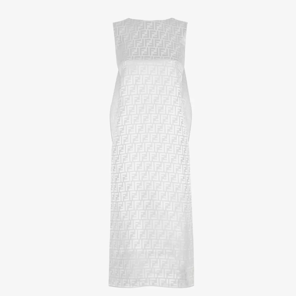 Abiti E Tute>Fendi Abito In Crepe Satin Grigio Chiaro