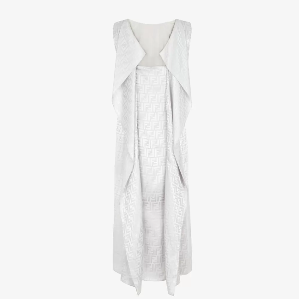Abiti E Tute>Fendi Abito In Crepe Satin Grigio Chiaro