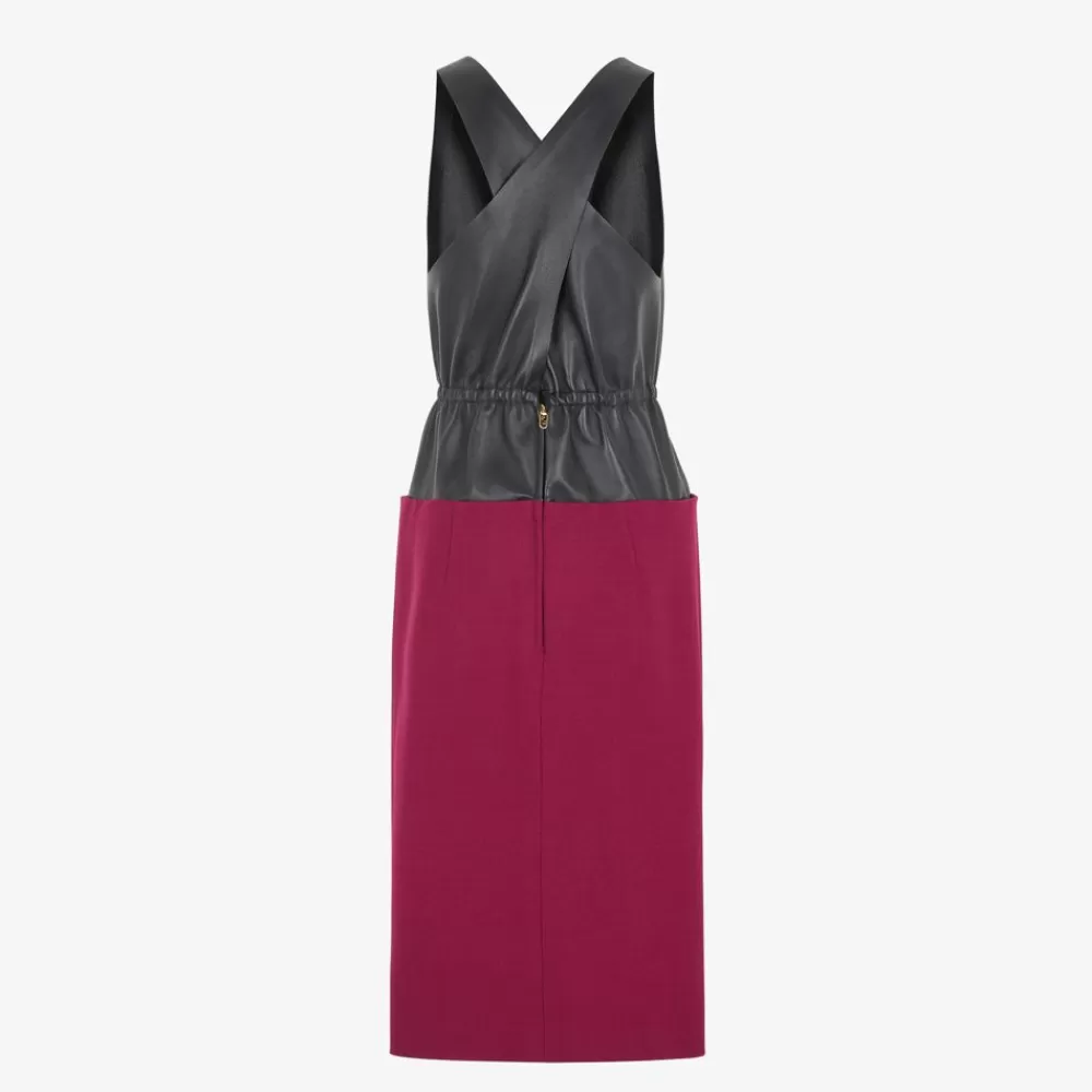 Abiti E Tute>Fendi Abito In Lana E Pelle Multicolor