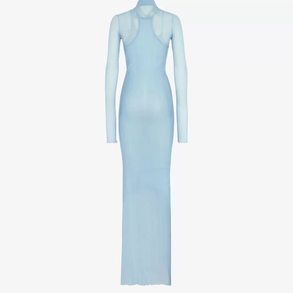 Abiti E Tute>Fendi Abito In Maglia Di Seta Azzurra