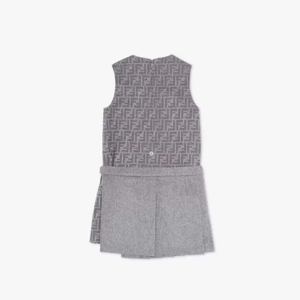 Abbigliamento>Fendi Abito Junior In Flanella Con Logo E Plisse
