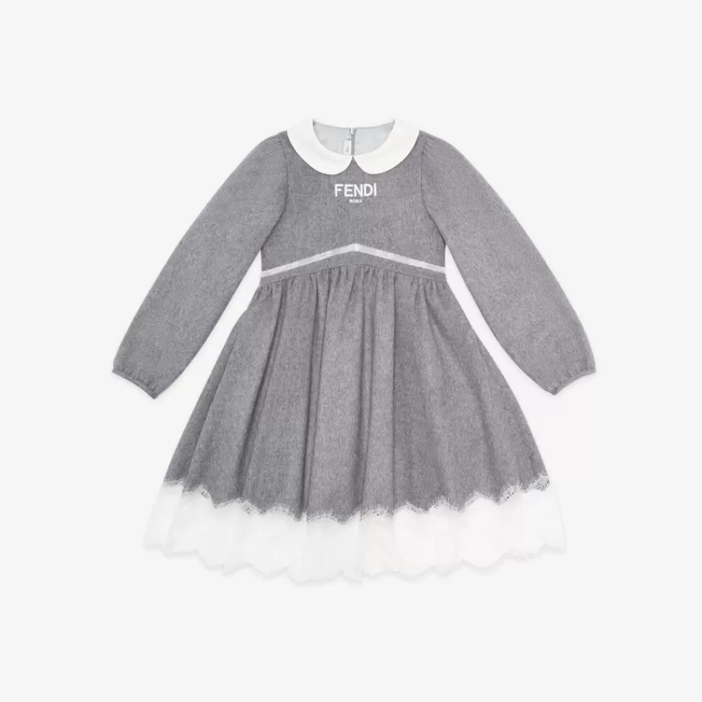 Abbigliamento>Fendi Abito Junior In Flanella E Pizzo