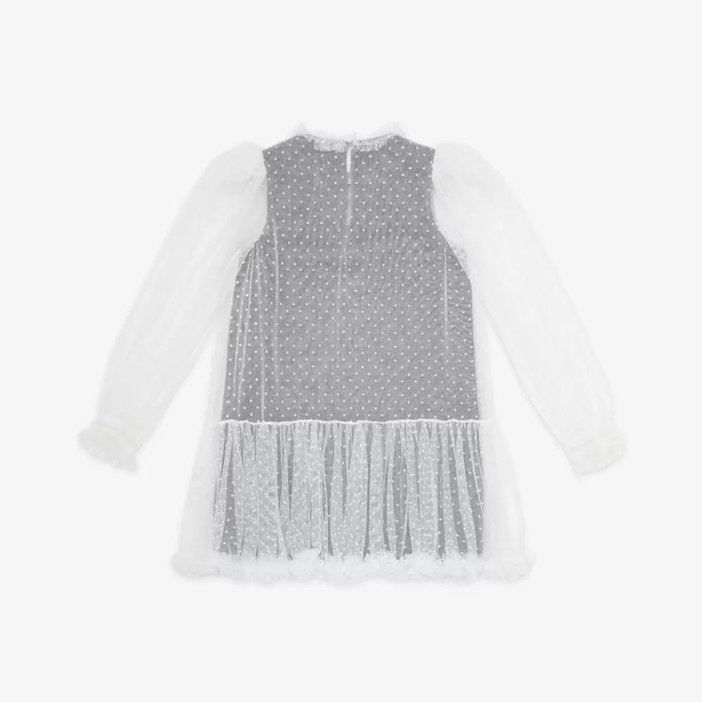 Abbigliamento>Fendi Abito Junior In Flanella E Tulle Con Ricami