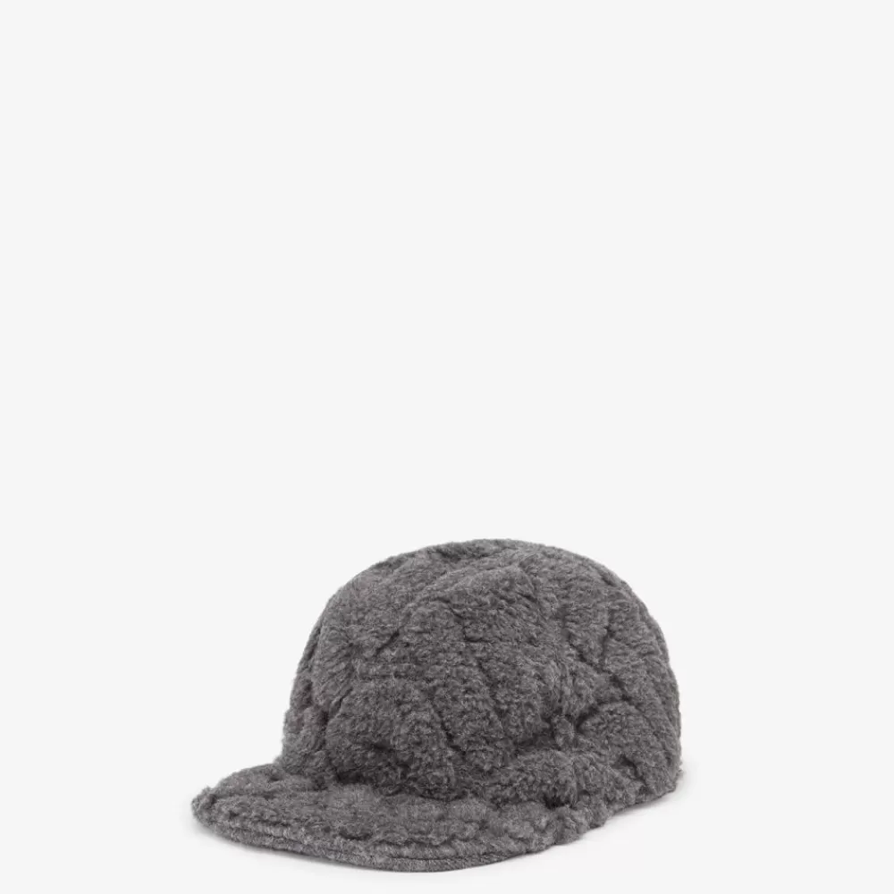 Cappelli E Guanti>Fendi Baseball Cap In Lana Grigio Scuro