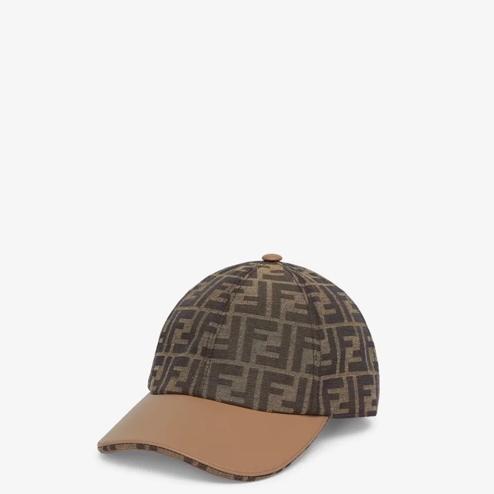 Cappelli E Guanti>Fendi Baseball Cap In Tessuto Jacquard Ff Marrone