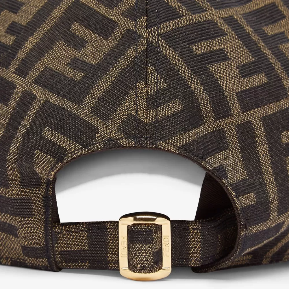 Cappelli E Guanti>Fendi Baseball Cap In Tessuto Jacquard Ff Marrone