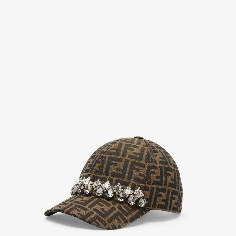 Cappelli E Guanti>Fendi Baseball Cap In Tessuto Marrone