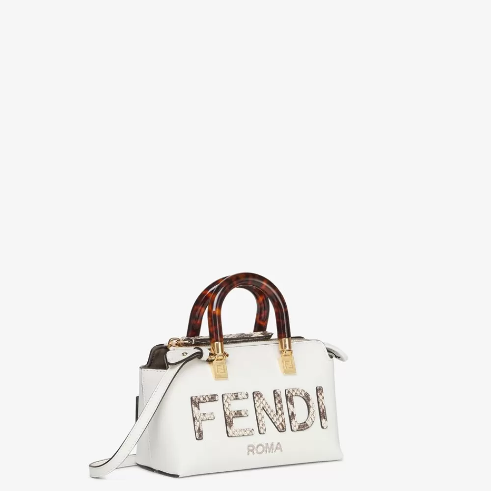 Pelli Pregiate>Fendi Bauletto Piccolo In Pelle Bianca Ed Elaphe