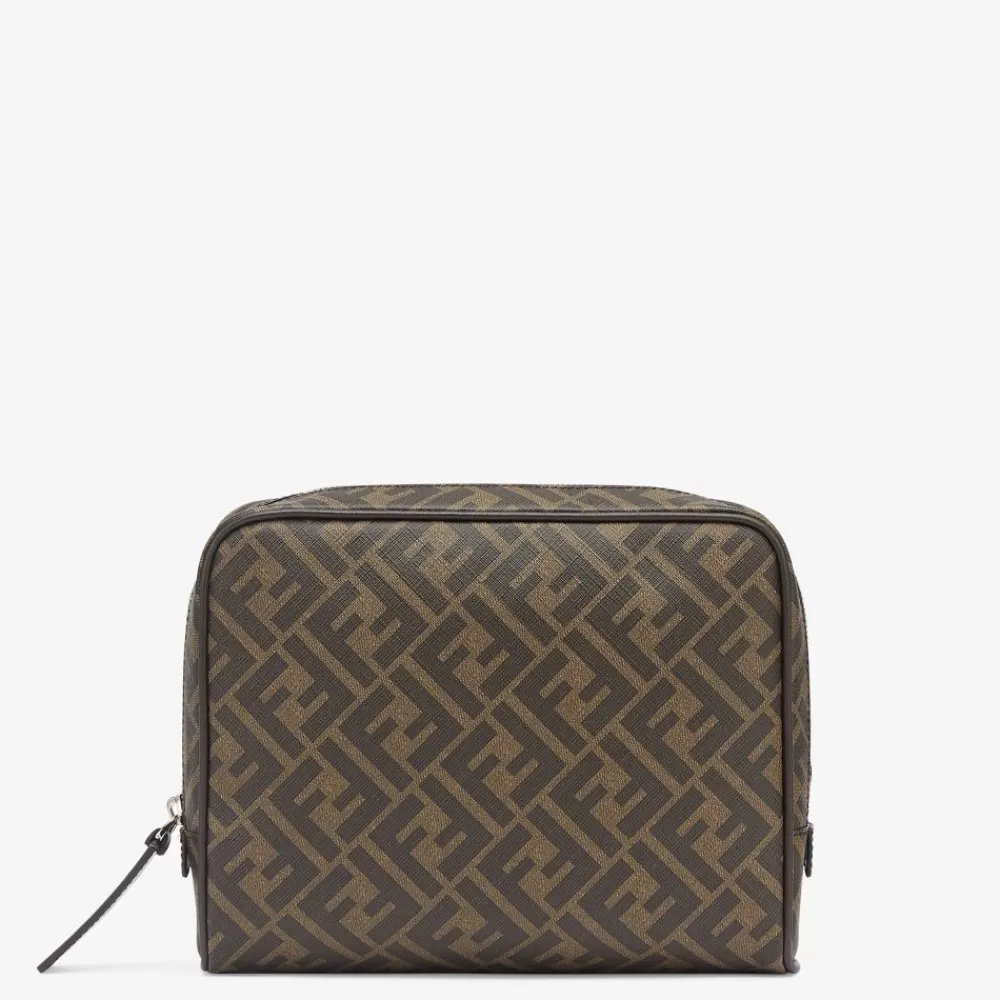 Viaggi E Lifestyle>Fendi Beauty Case In Tessuto Marrone