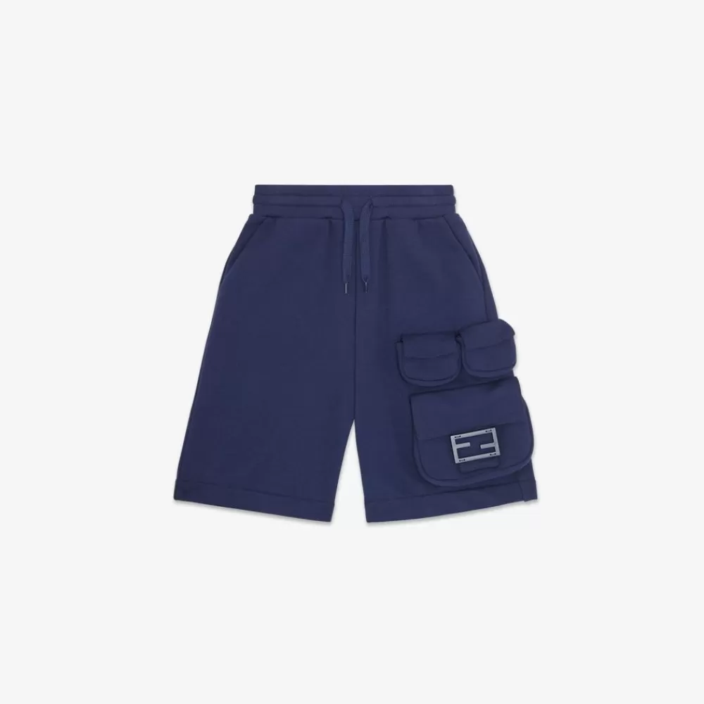 Abbigliamento>Fendi Bermuda Junior In Felpa Blu Con