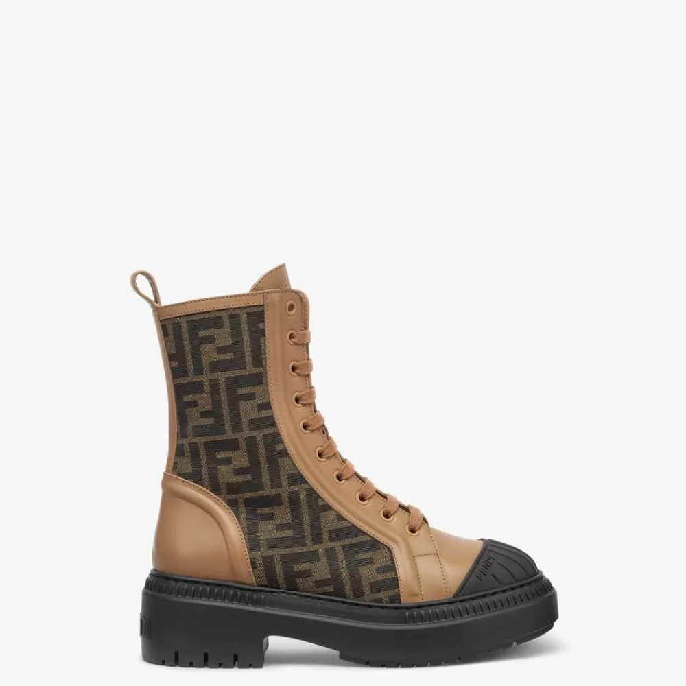 Stivali E Stivaletti>Fendi Biker In Pelle Beige