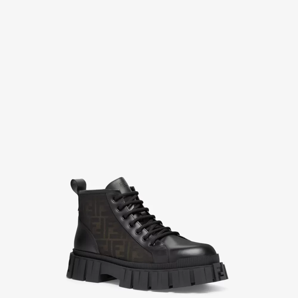 Stivaletti E Scarpe Allacciate>Fendi Biker In Pelle Nera