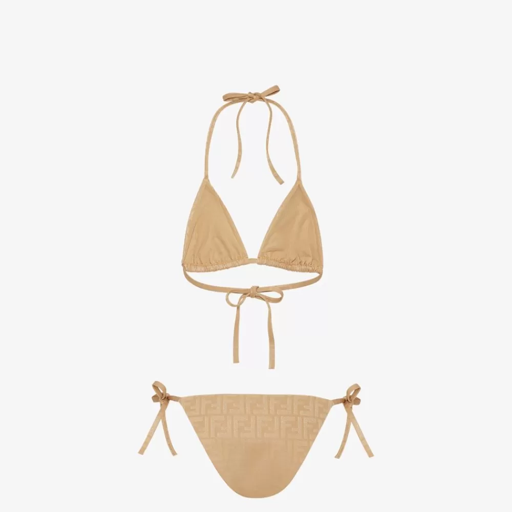 Costumi Da Bagno>Fendi Bikini In Lycra® Beige