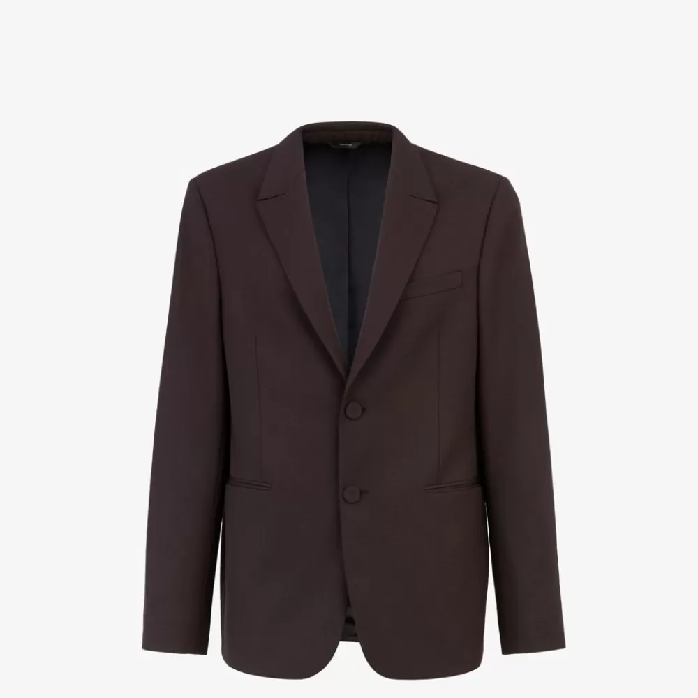 Giacche E Abiti>Fendi Blazer In Lana Marrone