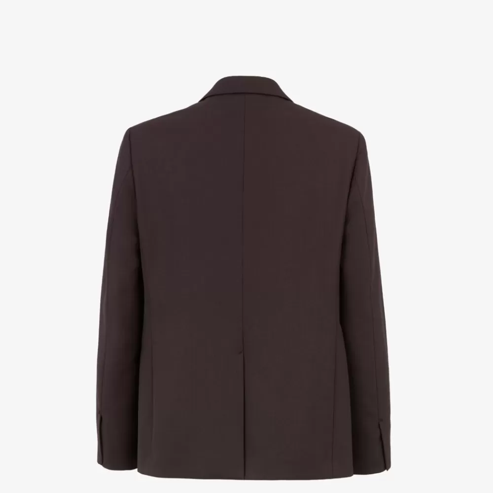 Giacche E Abiti>Fendi Blazer In Lana Marrone