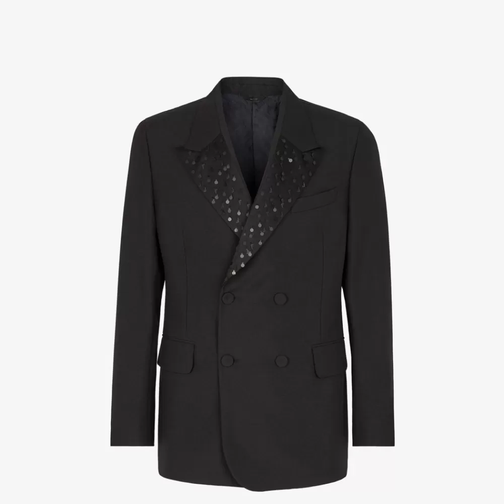 Giacche E Abiti>Fendi Blazer In Lana Nera