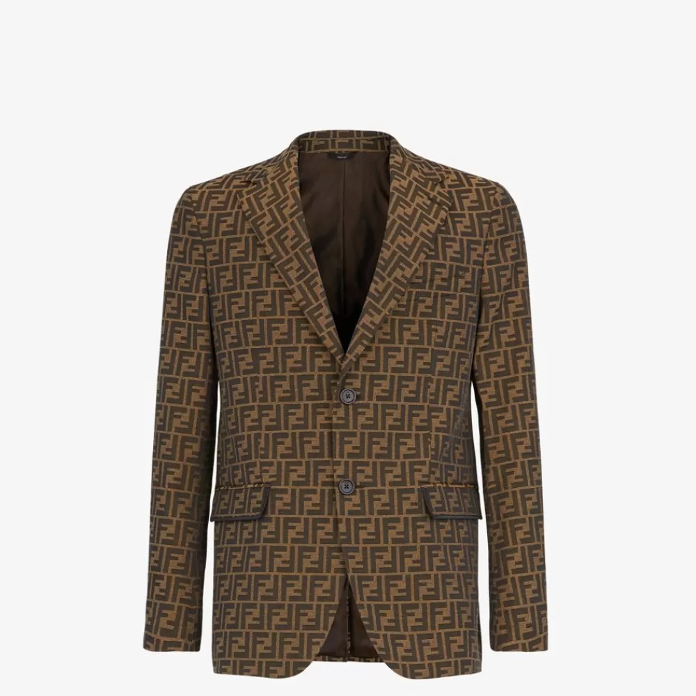 Giacche E Abiti>Fendi Blazer In Tessuto Jacquard Ff
