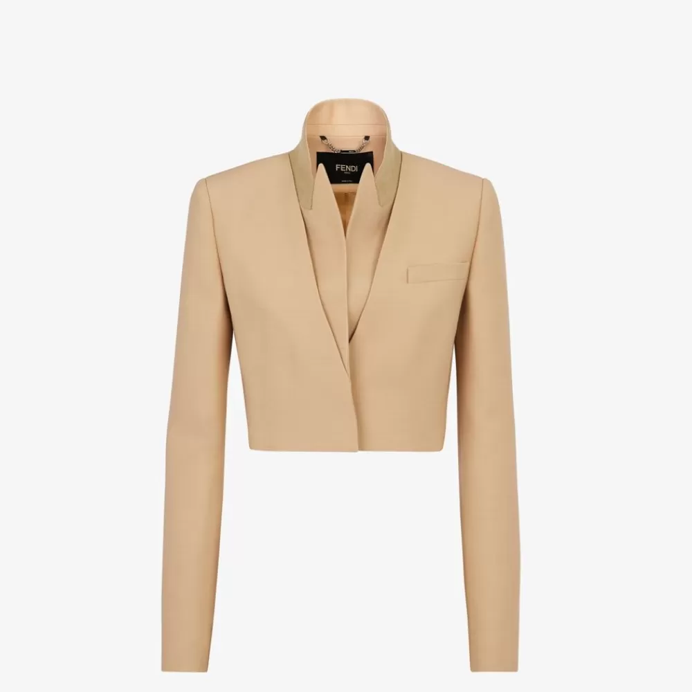 Completi>Fendi Bolero In Lana E Seta Beige
