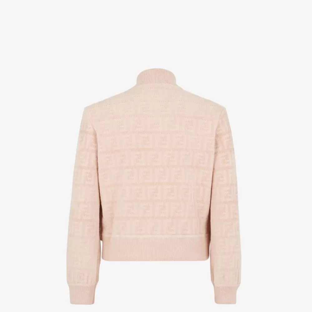 Cappotti E Capispalla>Fendi Bomber In Visone Rosa Chiaro
