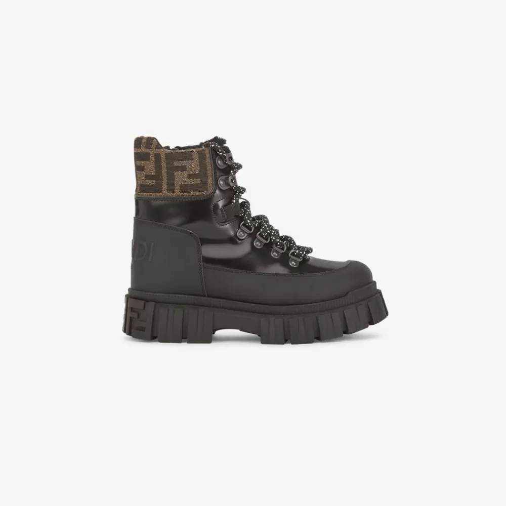 Scarpe>Fendi Boots Junior Modello Trekking Nero E Logo
