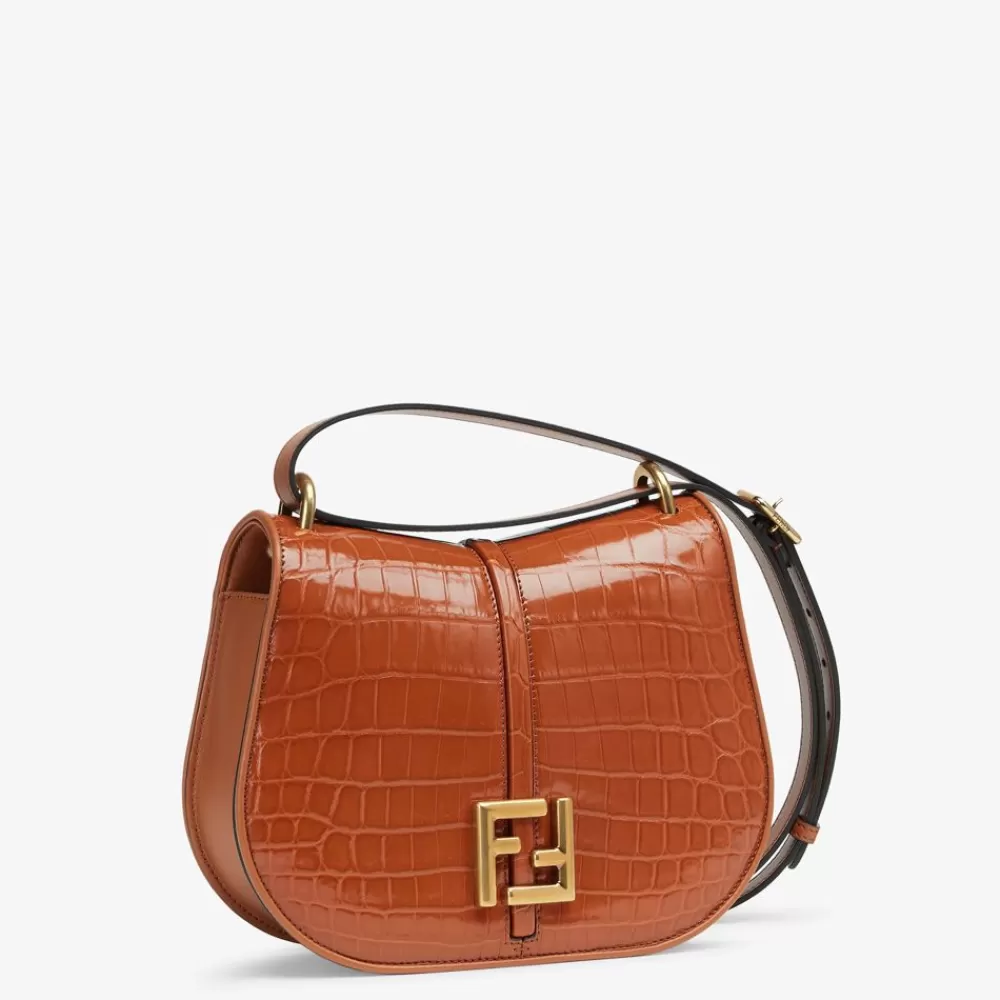Pelli Pregiate>Fendi Borsa In Coccodrillo Marrone
