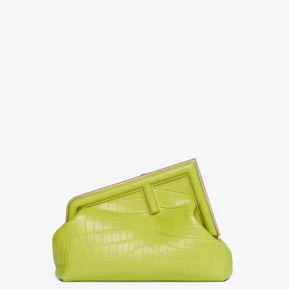 Pelli Pregiate>Fendi Borsa In Coccodrillo Verde Acido