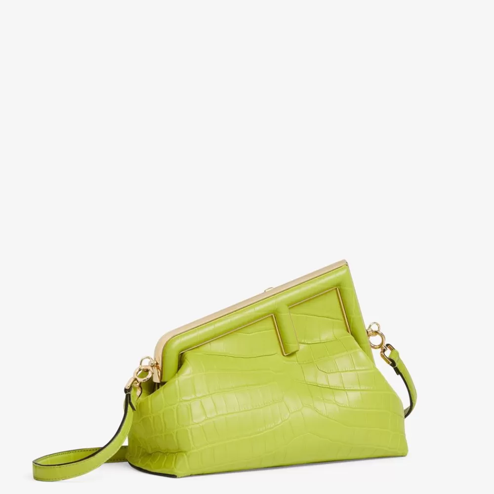 Pelli Pregiate>Fendi Borsa In Coccodrillo Verde Acido