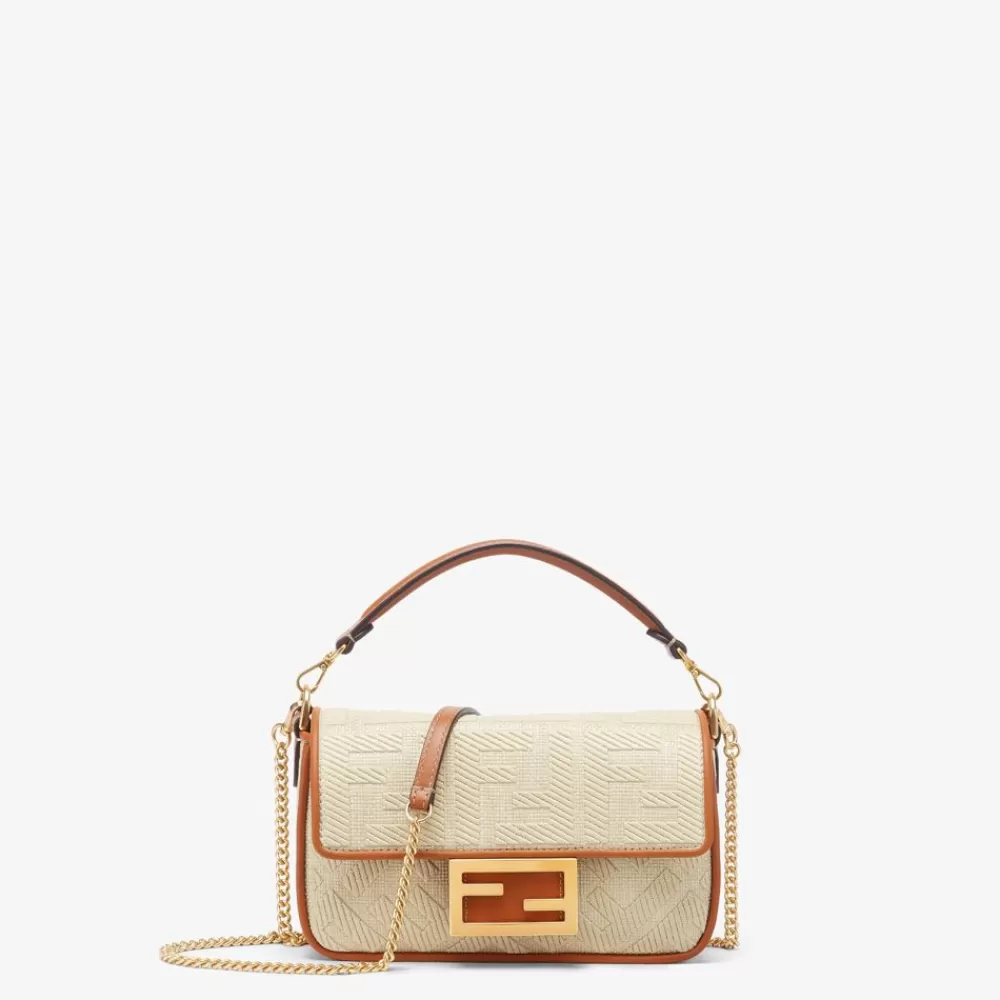 Borse A Spalla E Tracolle>Fendi Borsa In Paglia Naturale Con Ricamo Ff