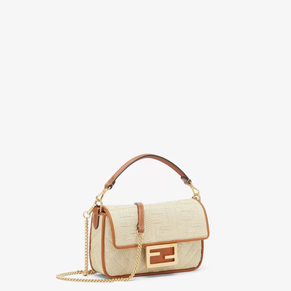 Borse A Spalla E Tracolle>Fendi Borsa In Paglia Naturale Con Ricamo Ff