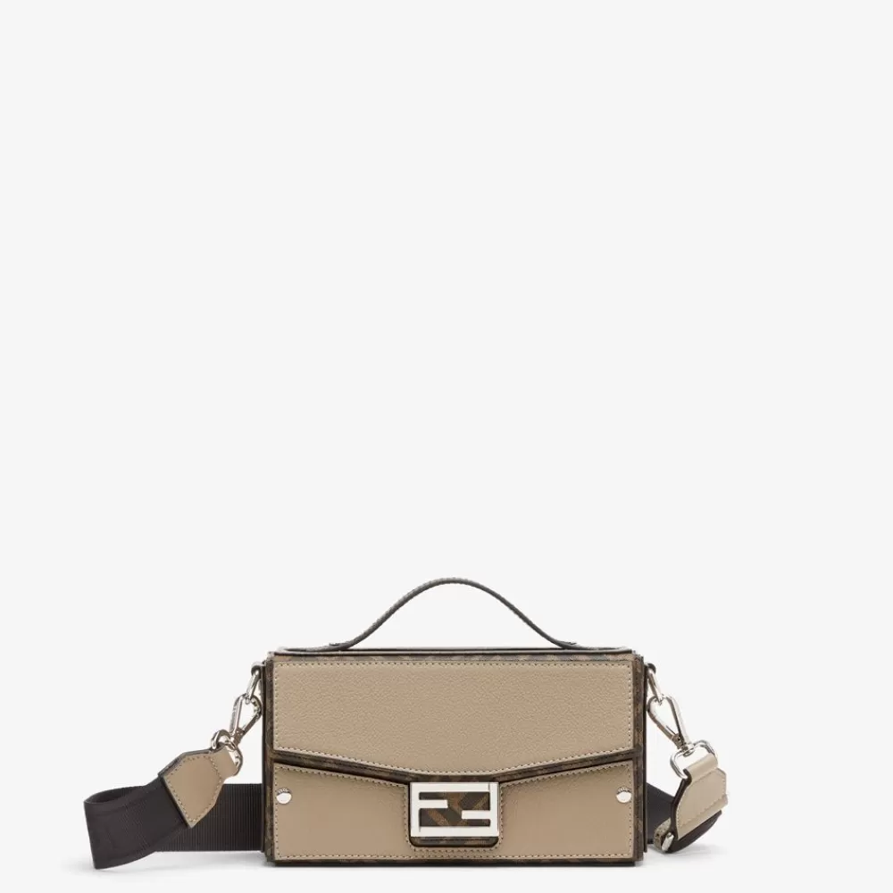 Borse A Tracolla>Fendi Borsa In Pelle Beige E Tessuto Ff