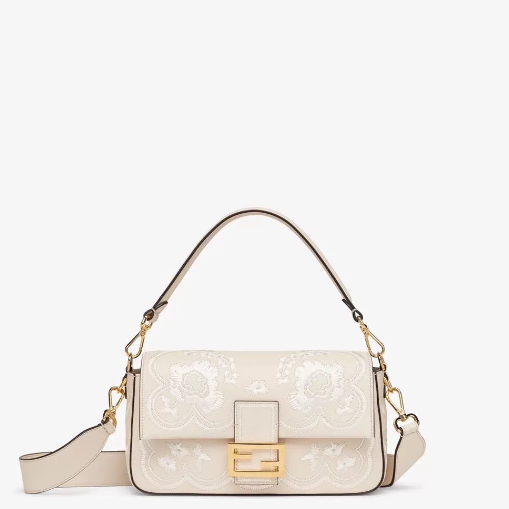 Borse A Spalla E Tracolle>Fendi Borsa In Pelle Camelia Con Ricamo Floreale
