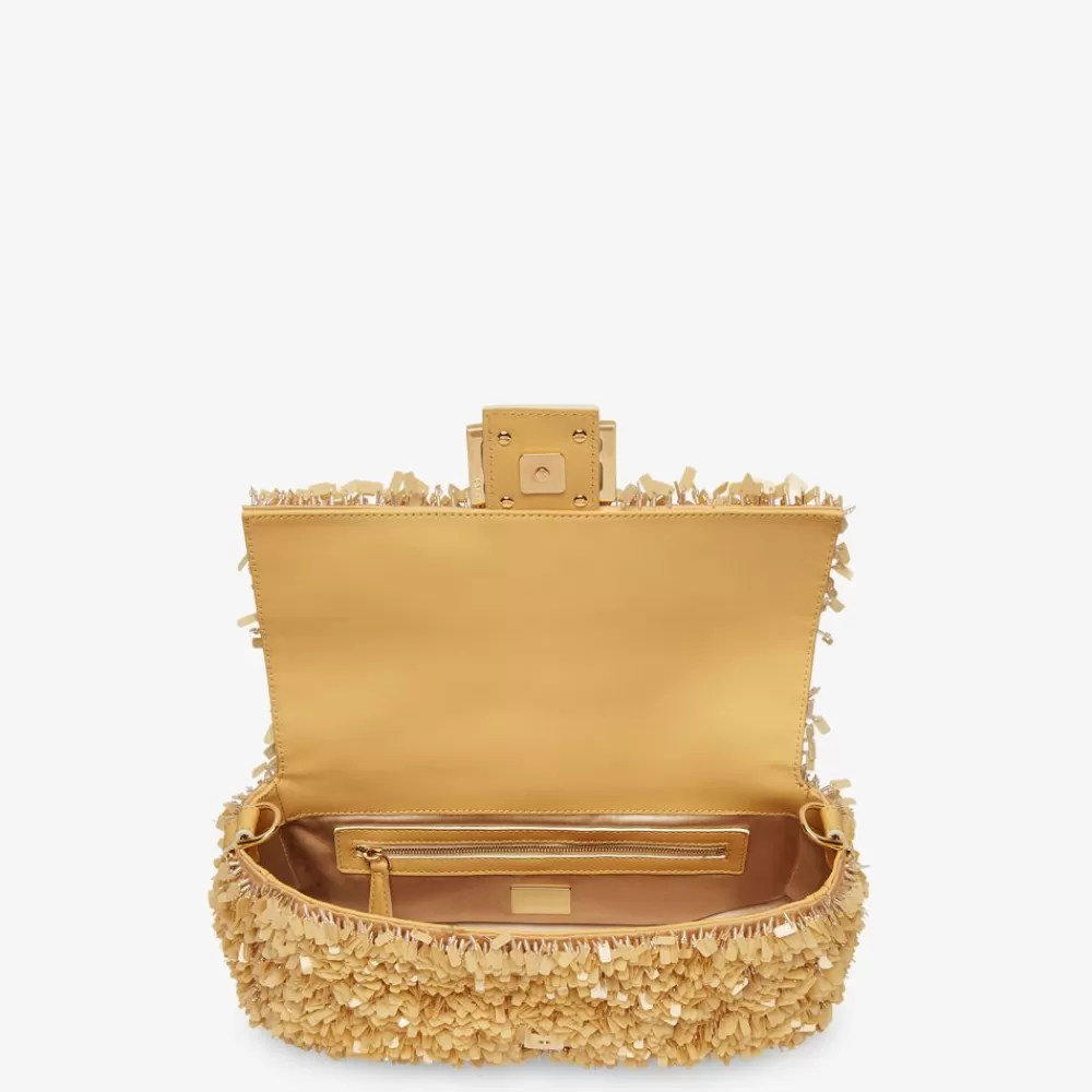 Borse A Spalla E Tracolle>Fendi Borsa In Pelle Color Sabbia E Paillettes