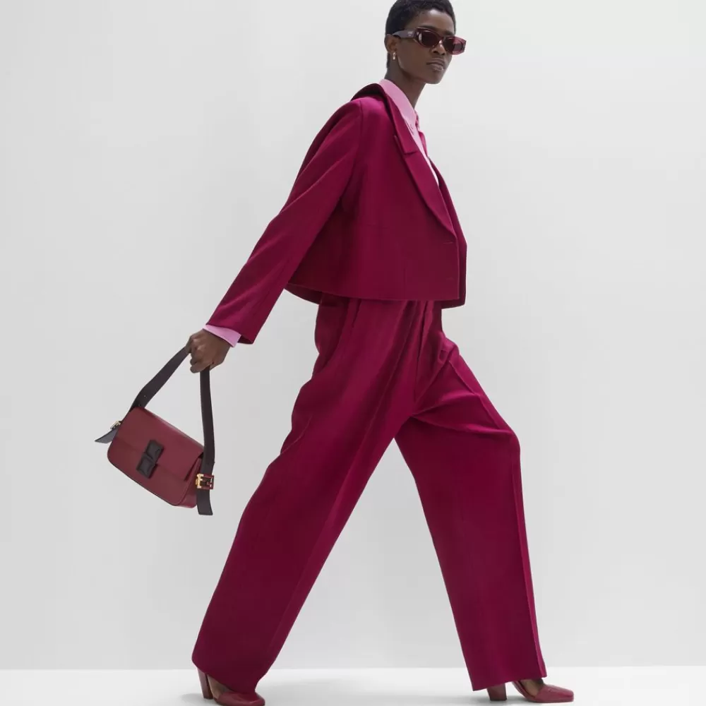 Borse A Spalla E Tracolle>Fendi Borsa In Pelle Colorblock Bordeaux E Nero