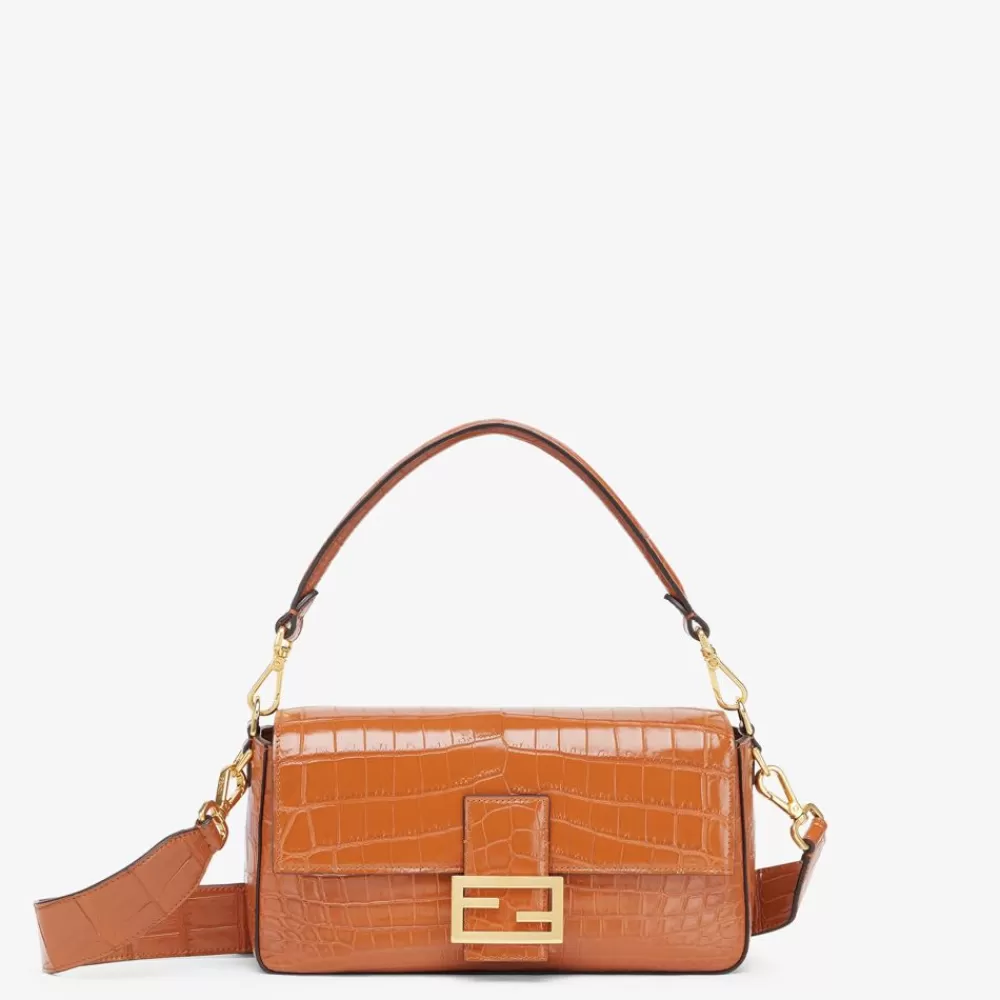 Borse A Spalla E Tracolle>Fendi Borsa In Pelle Di Coccodrillo Marrone