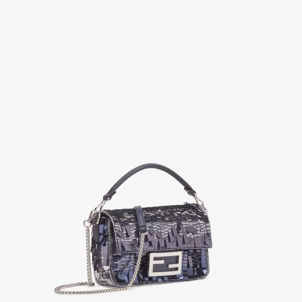 Borse A Spalla E Tracolle>Fendi Borsa In Pelle E Paillette Blu Degrade