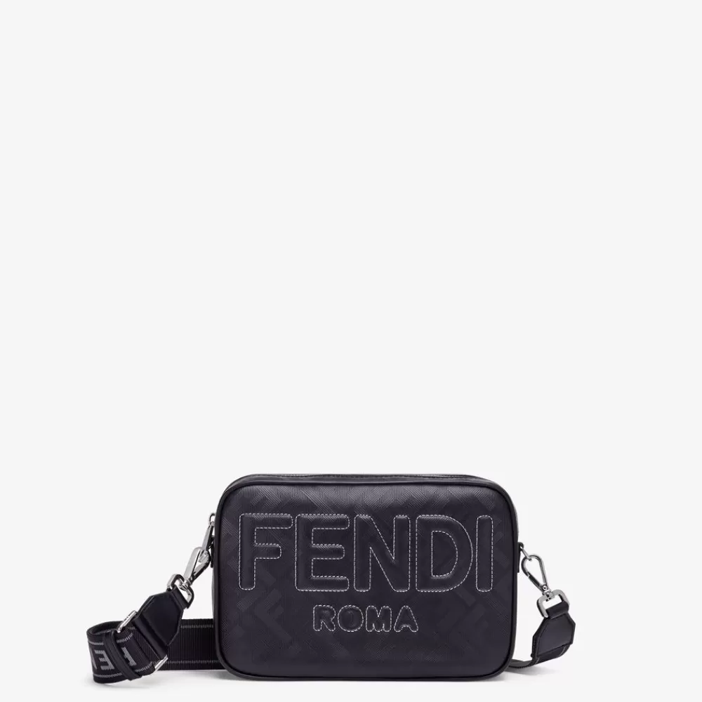 Borse A Tracolla>Fendi Borsa In Pelle Nera Con Stampa Ff