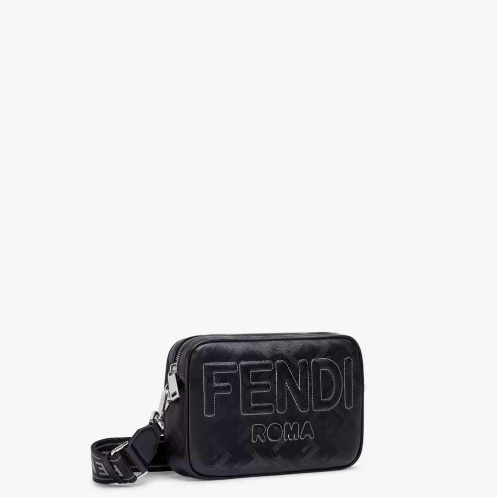 Borse A Tracolla>Fendi Borsa In Pelle Nera Con Stampa Ff