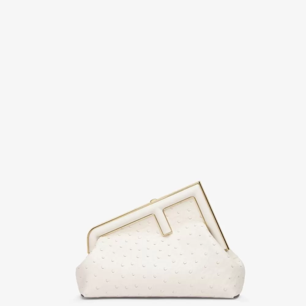 Pelli Pregiate>Fendi Borsa In Struzzo Bianca