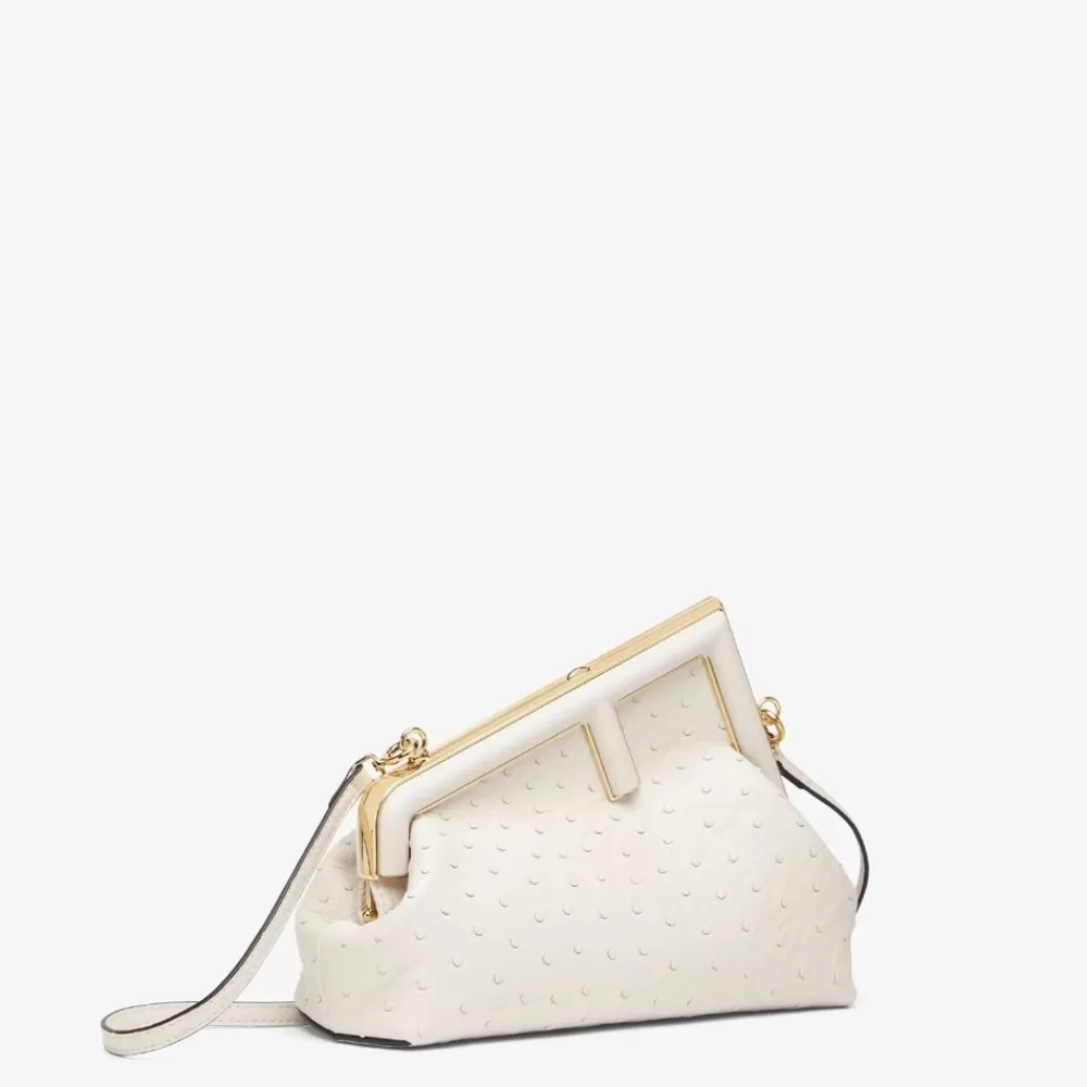 Pelli Pregiate>Fendi Borsa In Struzzo Bianca