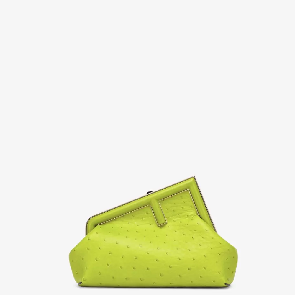 Pelli Pregiate>Fendi Borsa In Struzzo Verde Acido