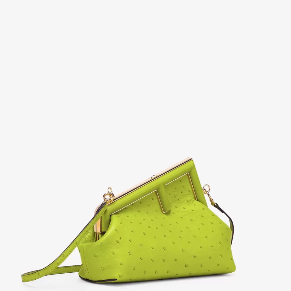 Pelli Pregiate>Fendi Borsa In Struzzo Verde Acido