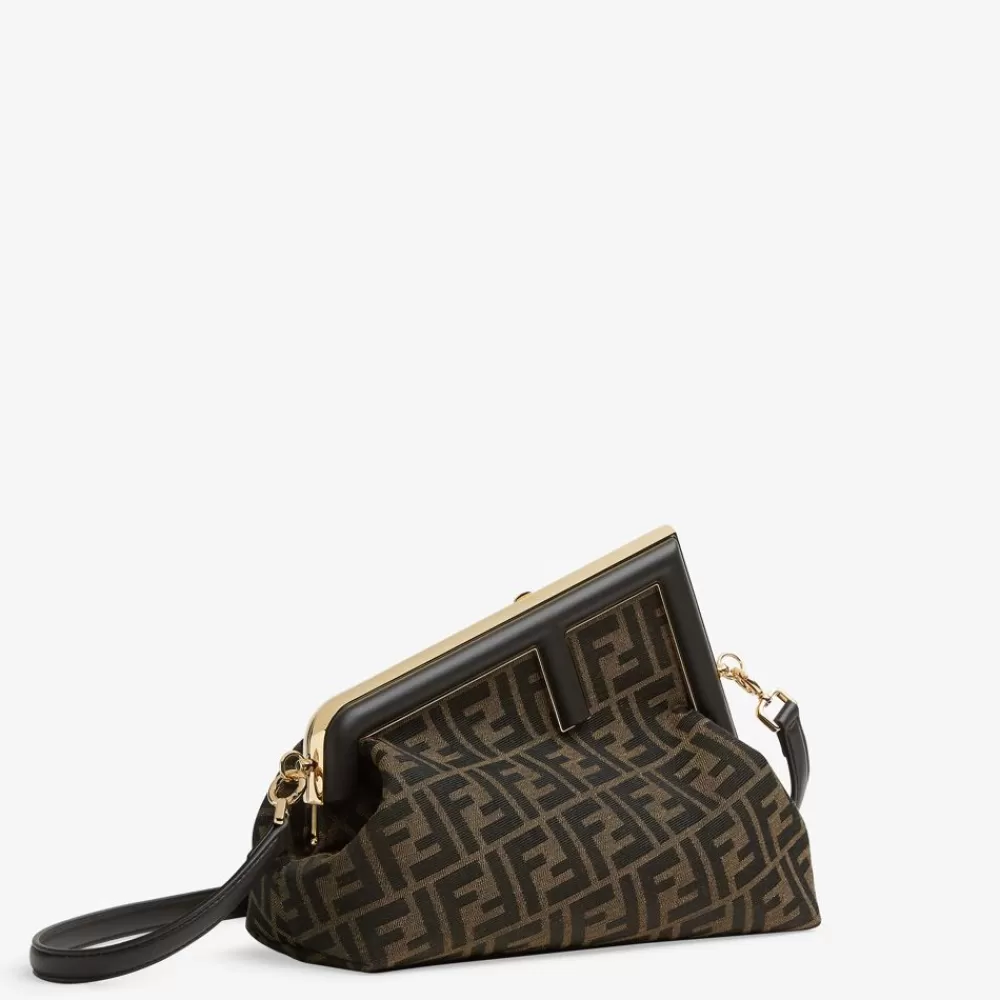 Bauletti>Fendi Borsa In Tessuto Ff Jacquard Marrone