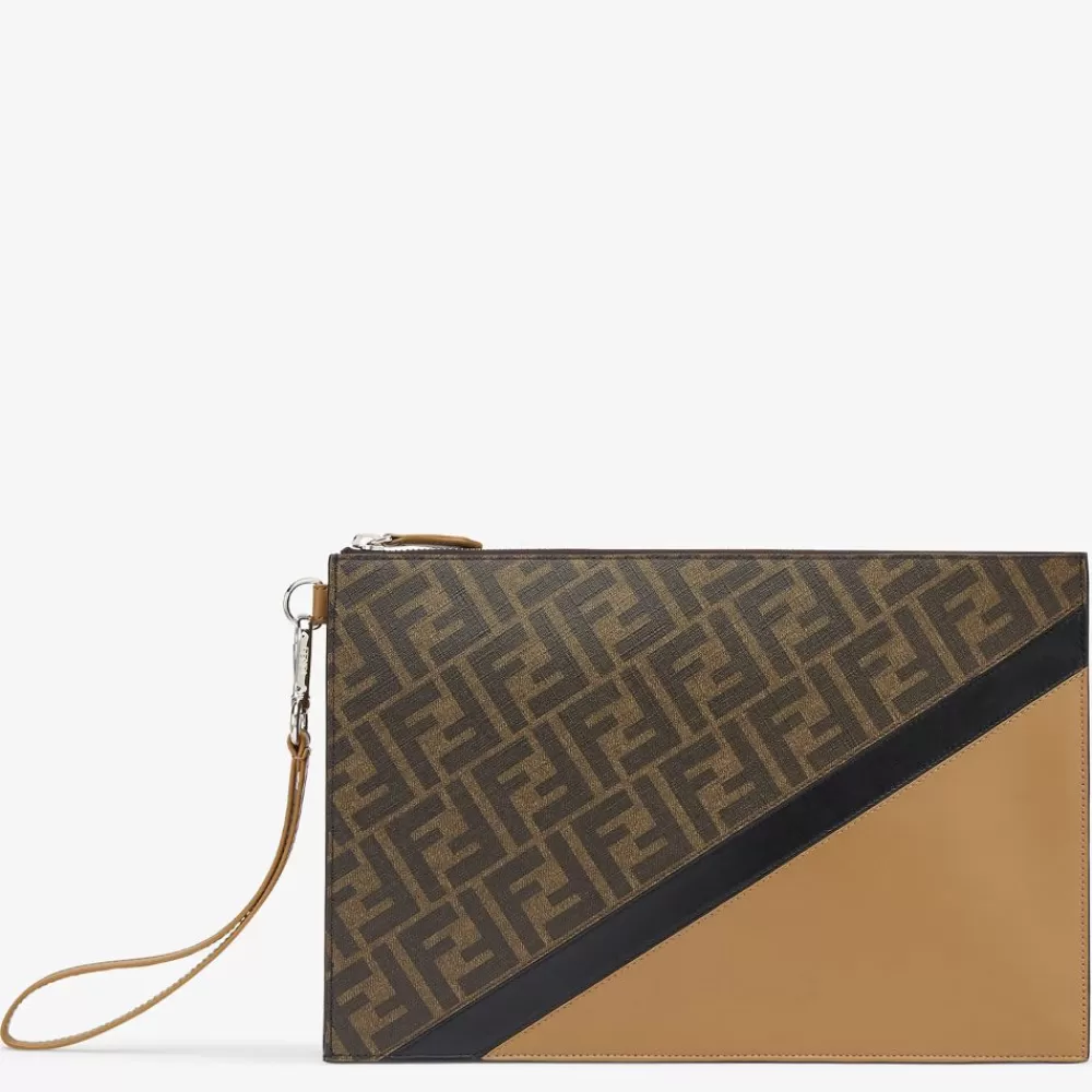 Pouch>Fendi Borsa In Tessuto Marrone