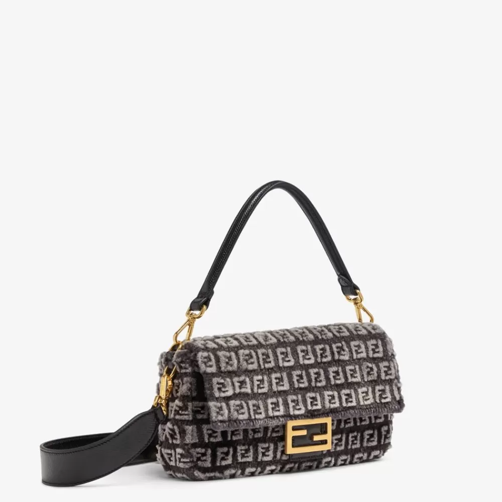 Pelli Pregiate>Fendi Borsa In Visone Grigio Con Motivo Ff