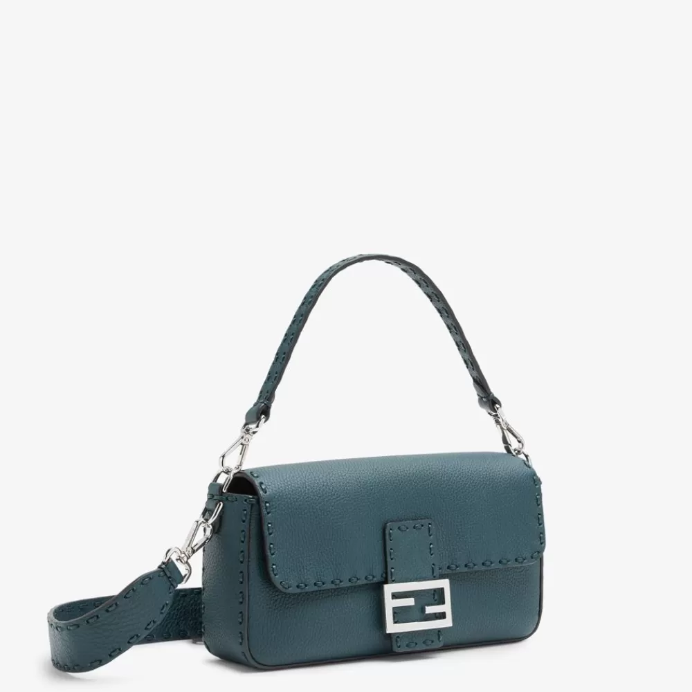 Borse A Spalla E Tracolle>Fendi Borsa Selleria Verde Scuro Con Macro Impunture