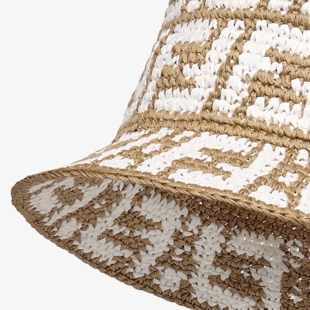 Cappelli E Guanti>Fendi Bucket In Rafia Beige