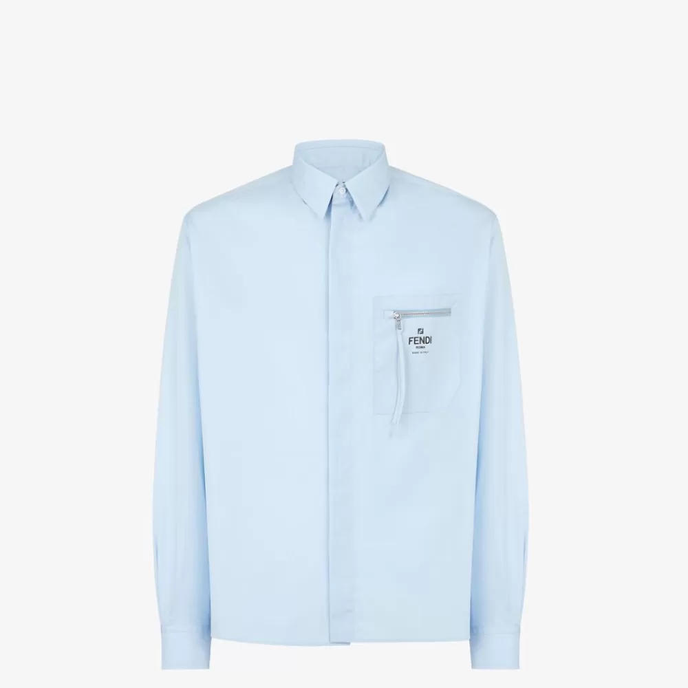 Camicie>Fendi Camicia In Cotone Azzurro