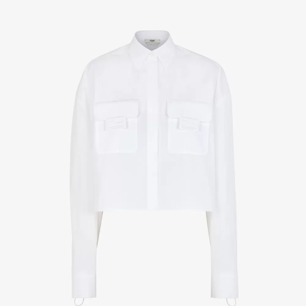Abiti E Tute>Fendi Camicia In Popeline Bianco