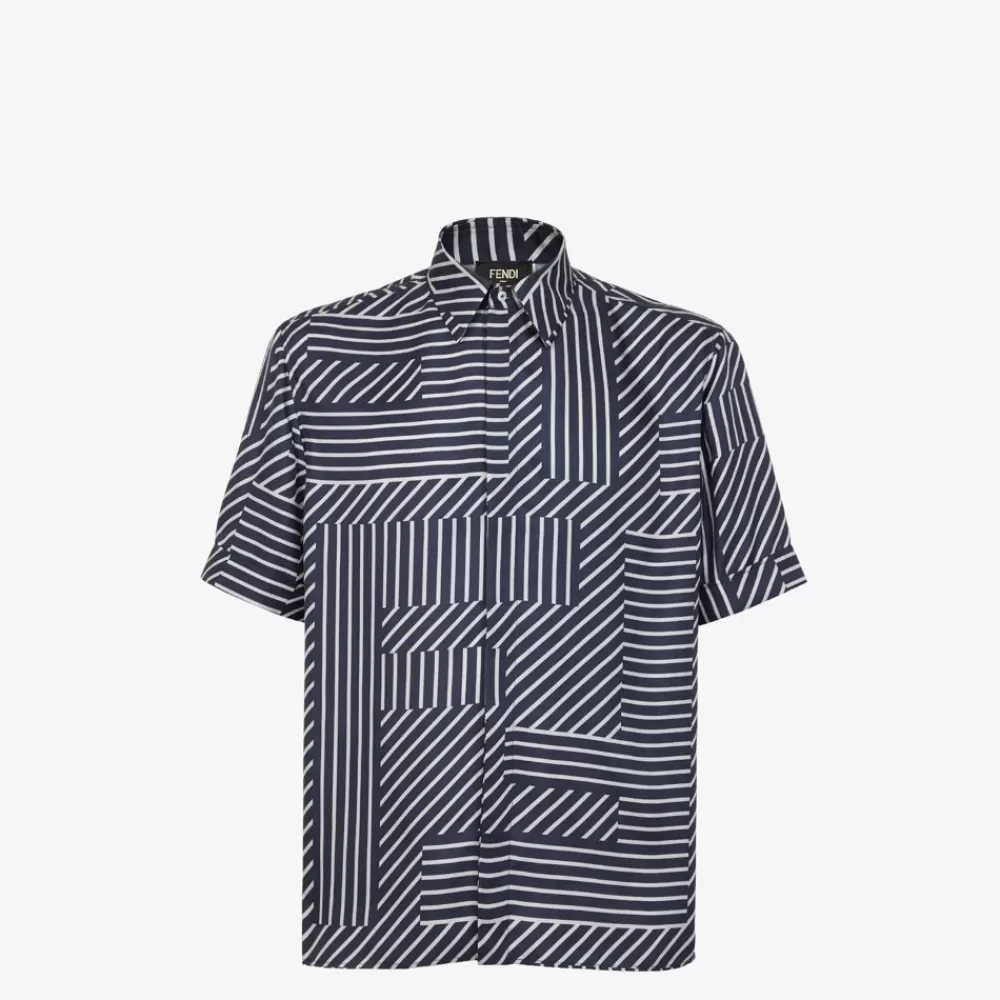 Camicie>Fendi Camicia In Seta Blu