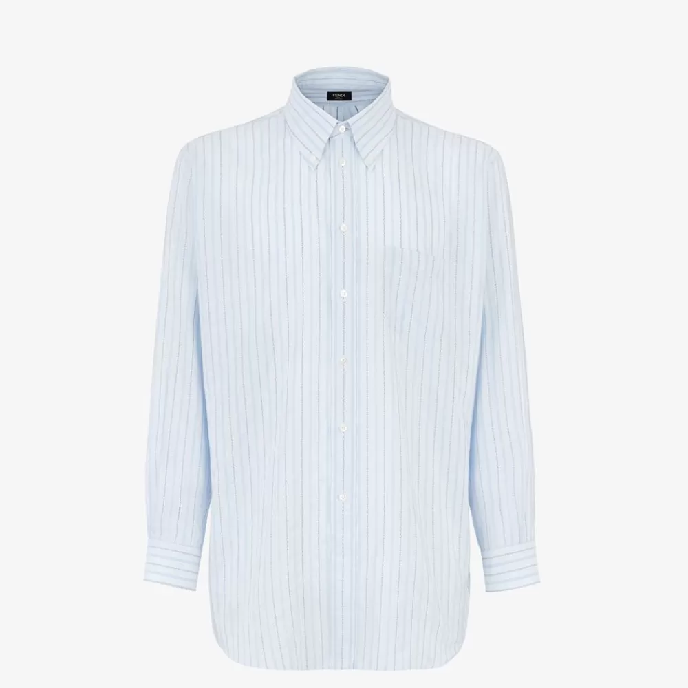 Camicie>Fendi Camicia In Seta E Cotone Azzurro